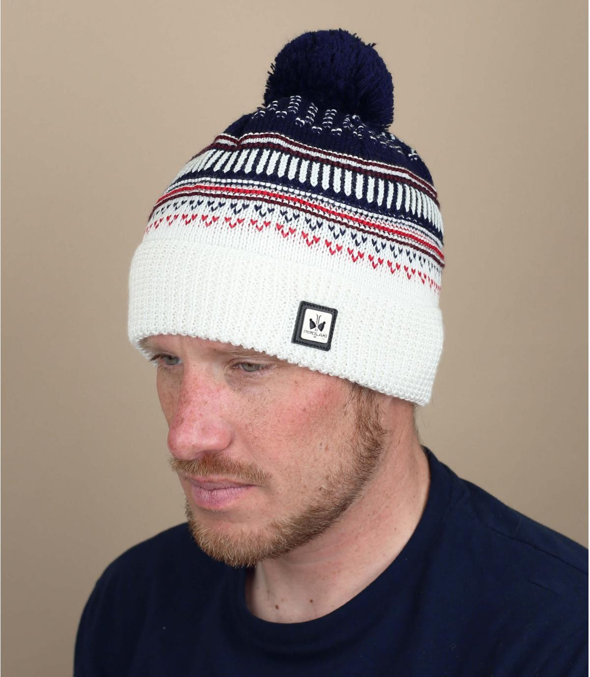 Bommelmütze weiß blau Giani white navy Bommelmütze weiß blau Giani white navy